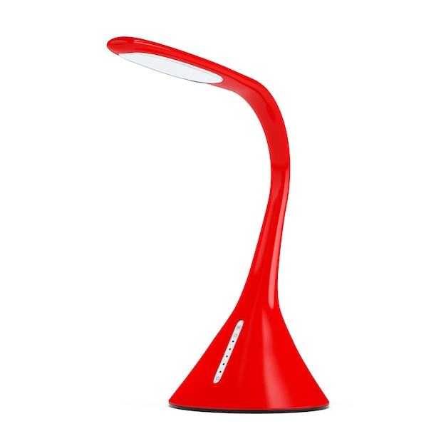 Conceito de lâmpada de mesa com sensor LED vermelho sobre um fundo branco. Renderização 3D