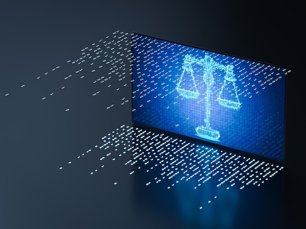 Conceito de lei cibernética com lei de escala de exibição de tela digital