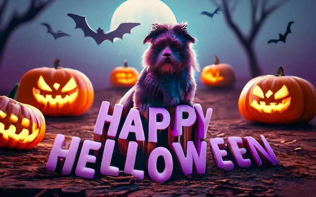 conceito de letras de feliz dia das bruxas com fundo de halloween gerado por IA