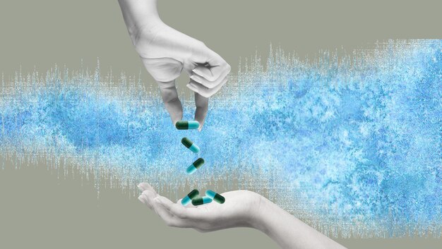 Conceito de medicação para tratar doenças ou distúrbios ilustração em vetor plana de desenho animado