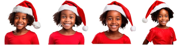 Conceito de menina afro feliz de Natal e ano novo em fundo branco