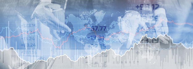 Conceito de mídia mista financeira do mercado de dados de negociação on-line de ações