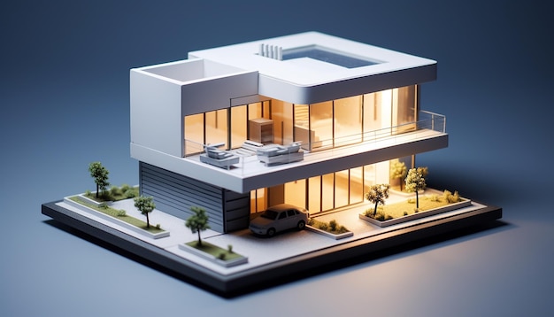 Conceito de miniatura de design de casa 3D minimalista criativo