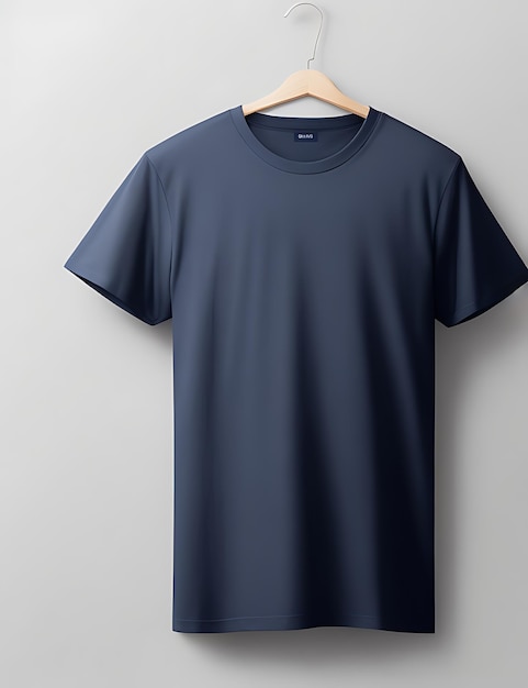 conceito de mockup de camiseta azul marinha em branco com roupas simples