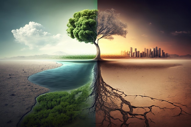 Conceito de mudança climática Problema ambiental mundial