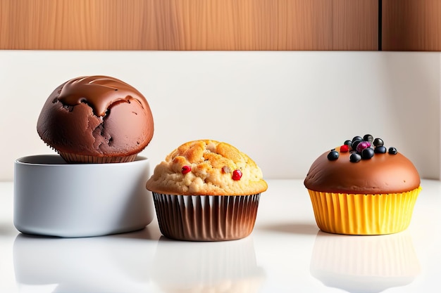 Conceito de muffin doce ou cup cakes gerado