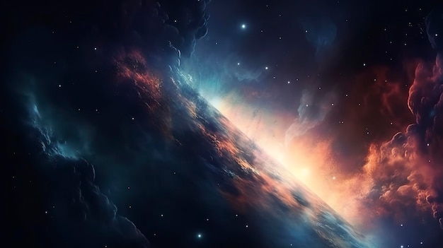 Conceito de nebulosa com galáxias no espaço profundo, descoberta do cosmos, espaço sideral e estrelas AI Generative