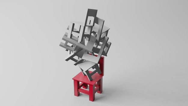 Conceito de negócio de cadeira vazia, renderização 3D