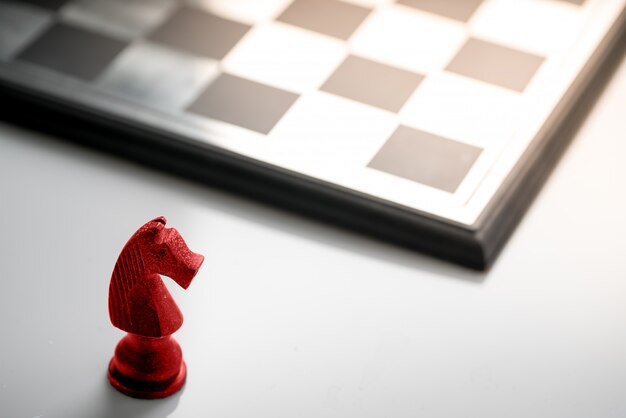 Foto conceito de negócio de xadrez, trabalho em equipe líder & sucesso