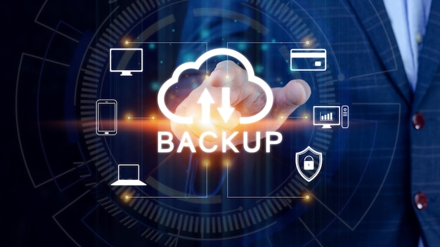 Conceito de negócios de tecnologia de backup de armazenamento de dados da Internet Tecnologia de nuvem Armazenamento de dados Conceito de rede e serviço de internet