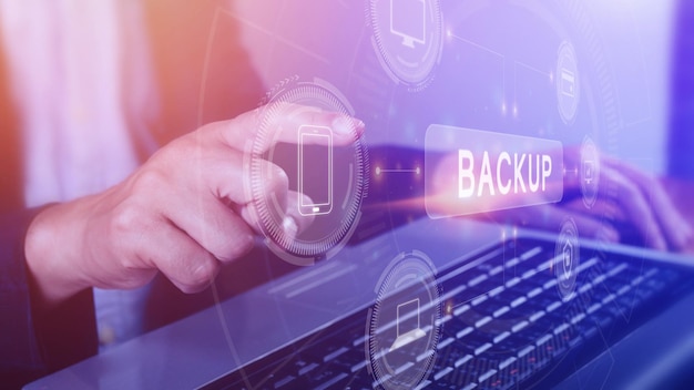 Conceito de negócios de tecnologia de backup de armazenamento de dados da Internet Tecnologia de nuvem Armazenamento de dados Conceito de rede e serviço de internet