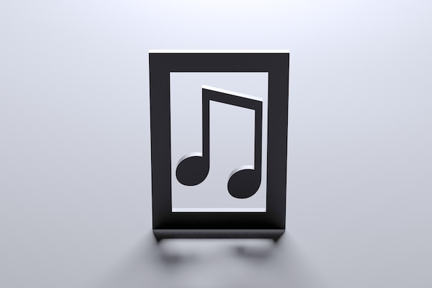 Conceito de notas musicais Símbolo de notas Notas musicais abstratas minimalistas Renderização em 3D