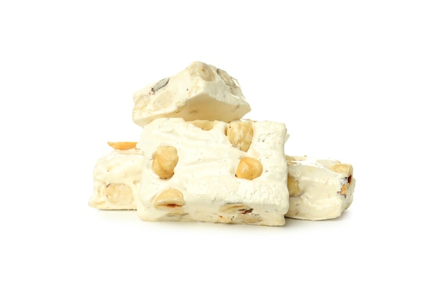 Conceito de nougat de comida deliciosa isolado no fundo branco