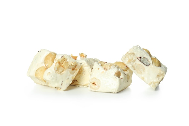 Conceito de nougat de comida deliciosa isolado no fundo branco