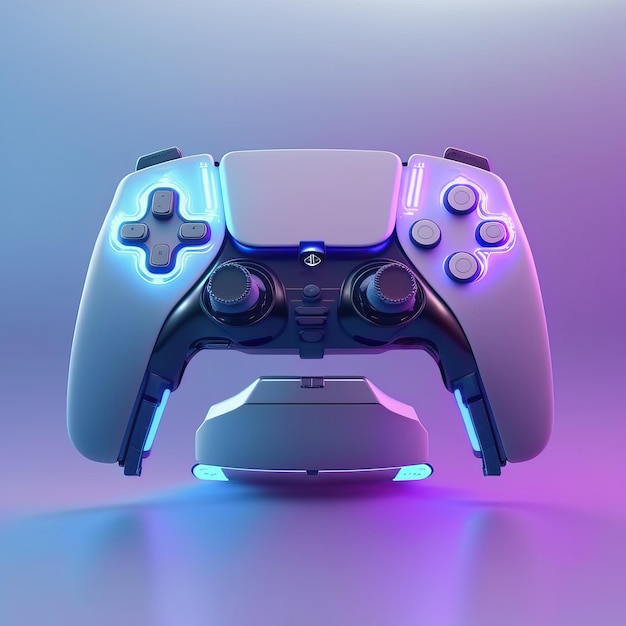 Conceito de novo controlador de videogame futurista doméstico sem fio isolado em fundo branco