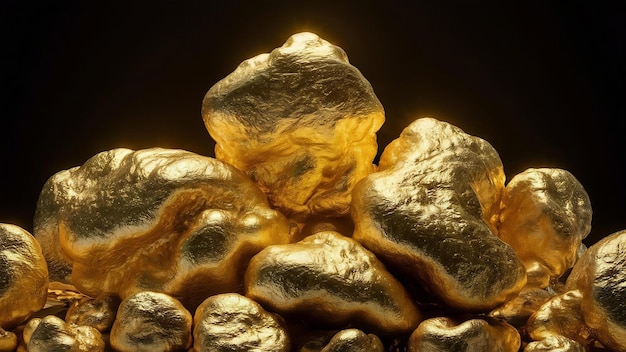 Conceito de ouro em close de grandes pepitas de ouro