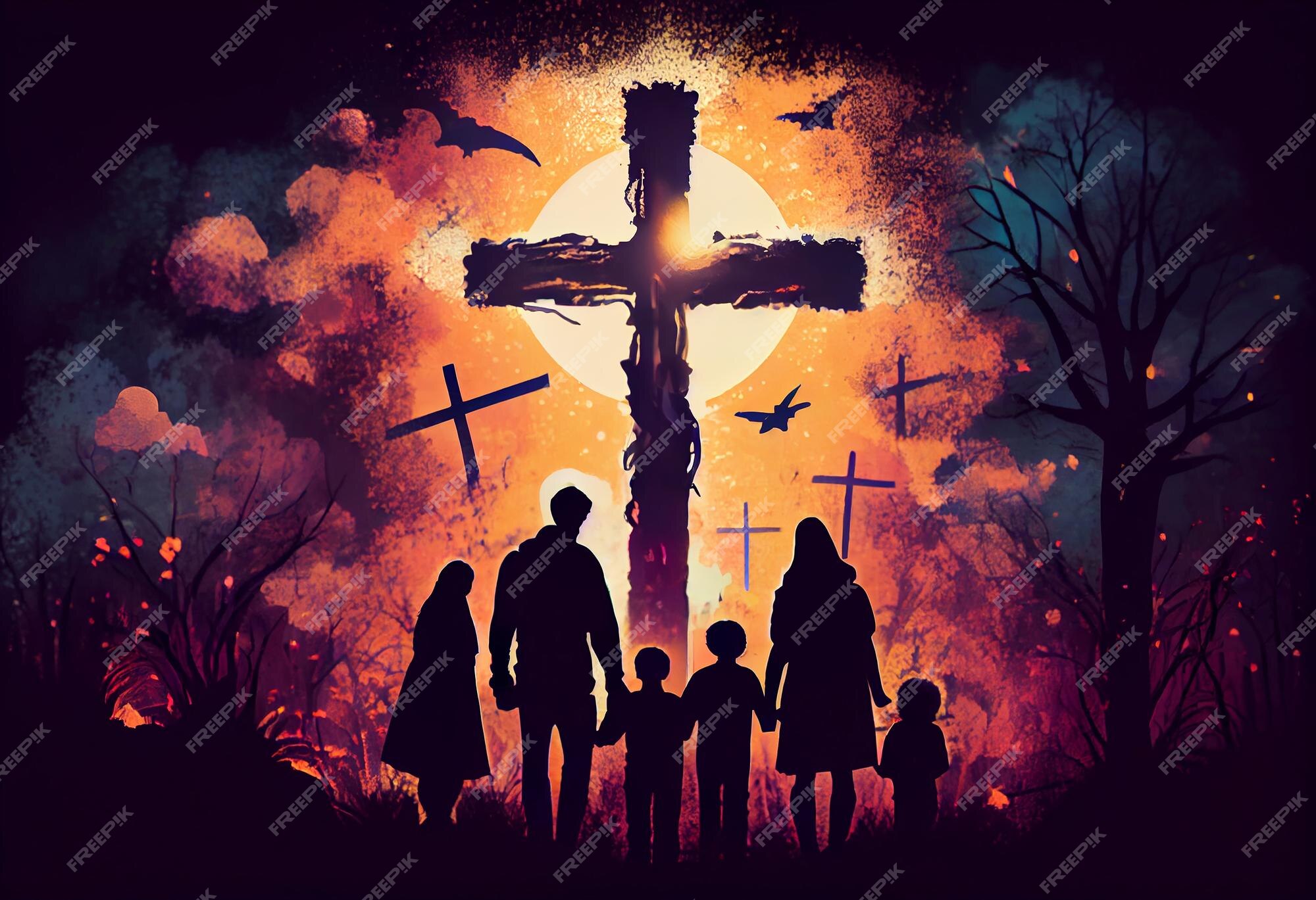 Páscoa Christian Cross Family Ilustração do Vetor - Ilustração de