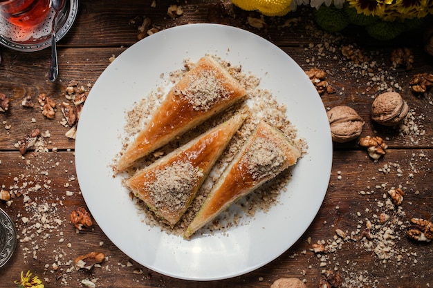 Conceito de pastelaria turca de baklava alimentar