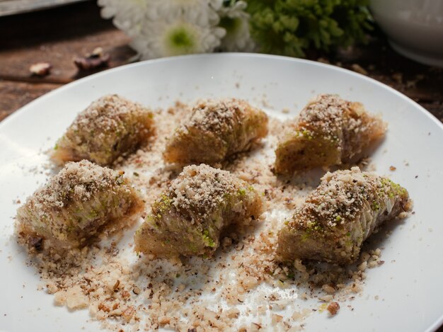 Conceito de pastelaria turca de baklava alimentar