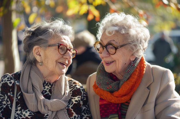 Conceito de pensão de duas mulheres idosas