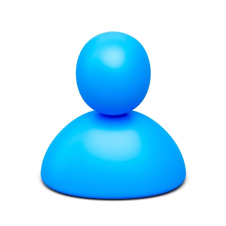 Foto conceito de perfil de pessoa de ícone 3d de usuário azul isolado em fundo branco com símbolo de personagem de contato de membro social ou avatar humano simples rosto mínimo e forma de ilustração de suporte ao cliente de identidade