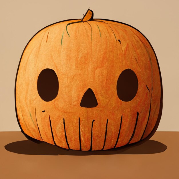 Conceito de personagem de desenho animado com raiva de abóbora de Halloween de monstros e objeto de férias de outono em um fundo marrom rústico