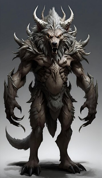 Conceito de personagem de Monstro Lobo