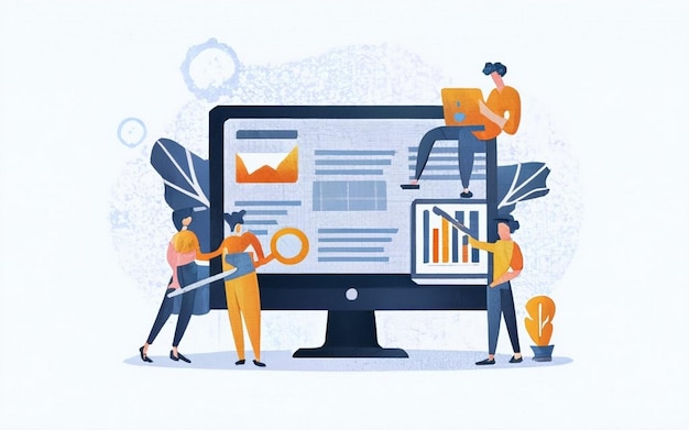 conceito de planejamento de recursos empresariais ERP produtividade e melhoria da empresa site de ilustração