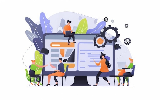 conceito de planejamento de recursos empresariais ERP produtividade e melhoria da empresa site de ilustração
