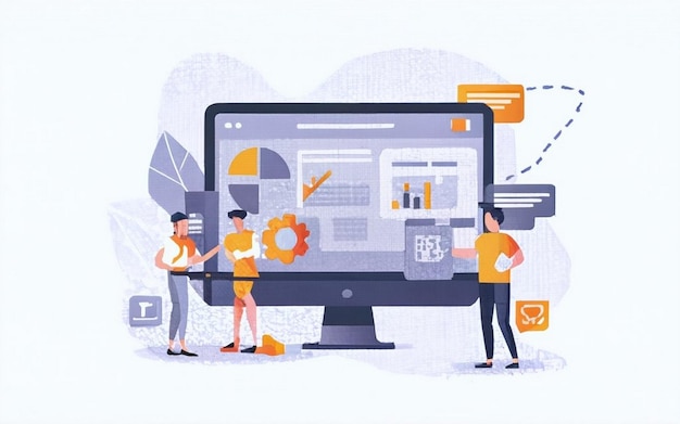 conceito de planejamento de recursos empresariais ERP produtividade e melhoria da empresa site de ilustração