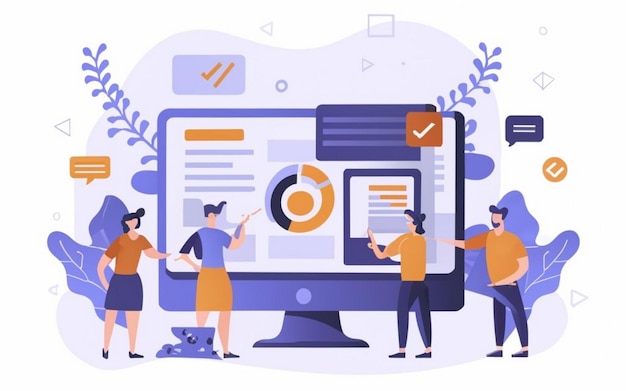 conceito de planejamento de recursos empresariais ERP produtividade e melhoria da empresa site de ilustração
