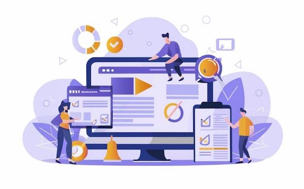 conceito de planejamento de recursos empresariais ERP produtividade e melhoria da empresa site de ilustração