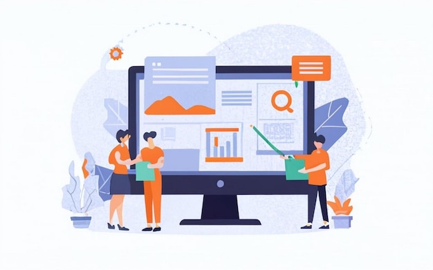 conceito de planejamento de recursos empresariais ERP produtividade e melhoria da empresa site de ilustração
