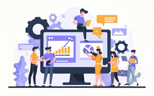 conceito de planejamento de recursos empresariais ERP produtividade e melhoria da empresa site de ilustração