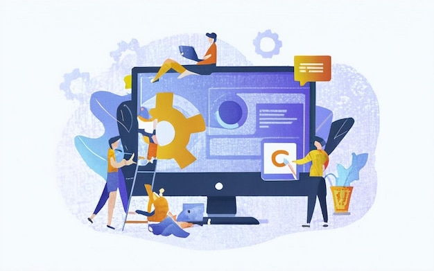 conceito de planejamento de recursos empresariais ERP produtividade e melhoria da empresa site de ilustração