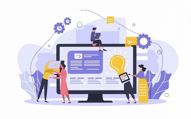 conceito de planejamento de recursos empresariais ERP produtividade e melhoria da empresa site de ilustração