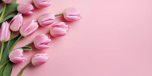 Conceito de plano de fundo do dia dos namorados do dia das mães com flores de tulipa rosa Generative AI