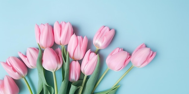 Conceito de plano de fundo do dia dos namorados do dia das mães com flores de tulipa rosa geradas por IA Generative AI