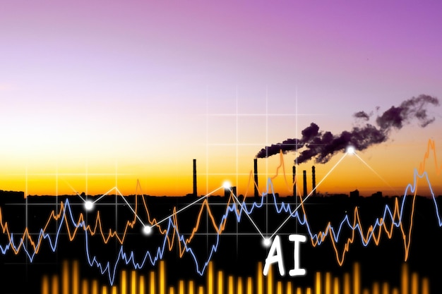 conceito de poluição ambiental fumaça de fábricas ao pôr do sol Futura Inteligência Artificial