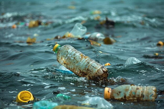 conceito de poluição do ambiente lixo plástico no mar