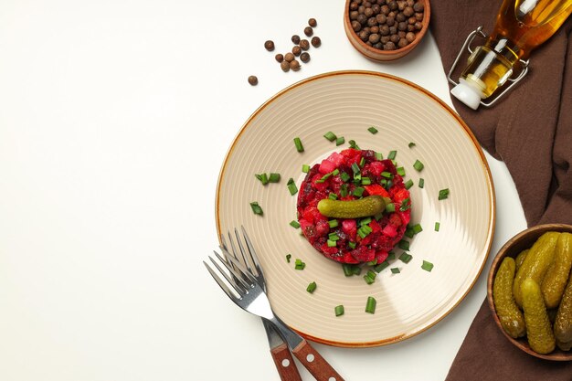 Foto conceito de prato frio de comida saborosa salada de vinagrete