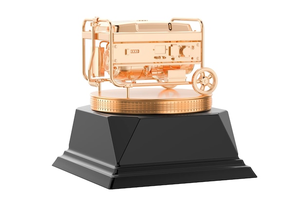 Conceito de prêmio de ouro do gerador de gasolina renderização em 3D