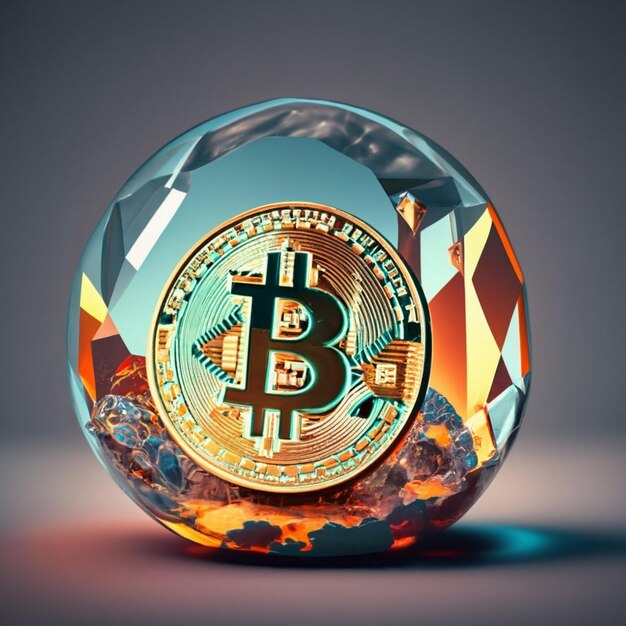 conceito de previsão de preço de bitcoin bola de cristal com bitcoin dentro