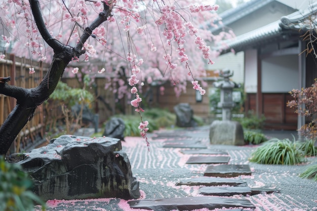 conceito de primavera de jardim rosa japonês