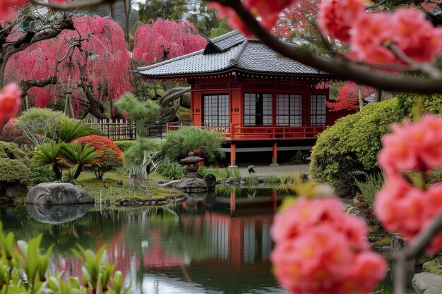 conceito de primavera de jardim rosa japonês