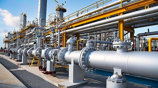 Conceito de produção de energia para refinarias industriais de petróleo e gás, fábricas petroquímicas e poluição
