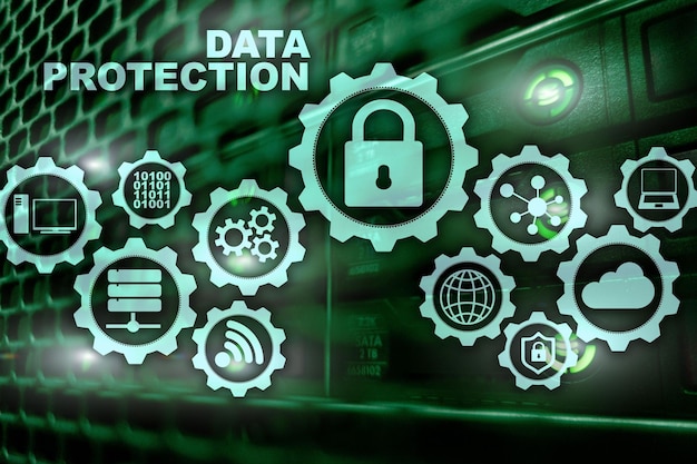 Conceito de proteção de dados do servidor Segurança das informações contra a tecnologia de internet digital cibernética de vírus