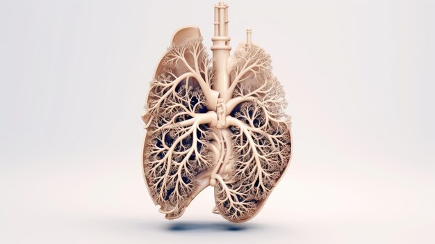 Conceito de pulmões e flores de vida saudável criado com tecnologia de IA generativa
