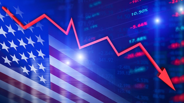 Conceito de queda do mercado de ações americano