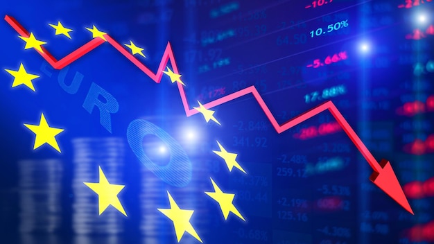 Conceito de queda do mercado de ações europeu